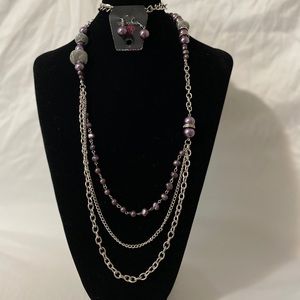 Purple Necklace with matching earrings